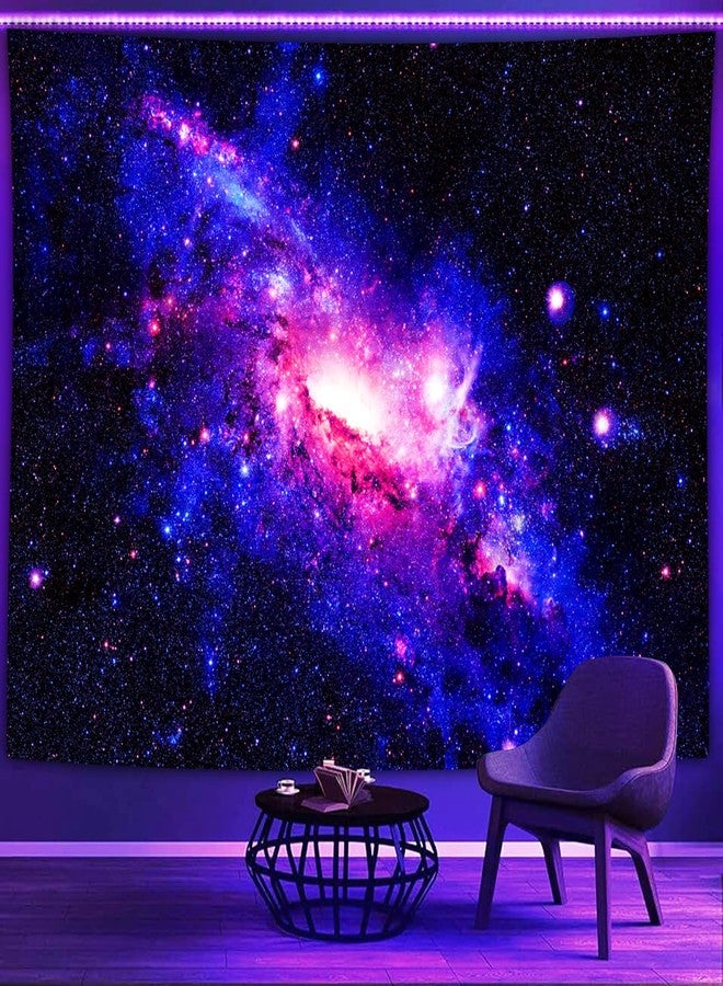 PSYHILAR Black Light Posters for Adults, Galaxy Blacklight Tapestry Trippy Space Wall Star Purple UV Reactive Tapestry for Bedroom (59 x 51 Inches) - Image 1